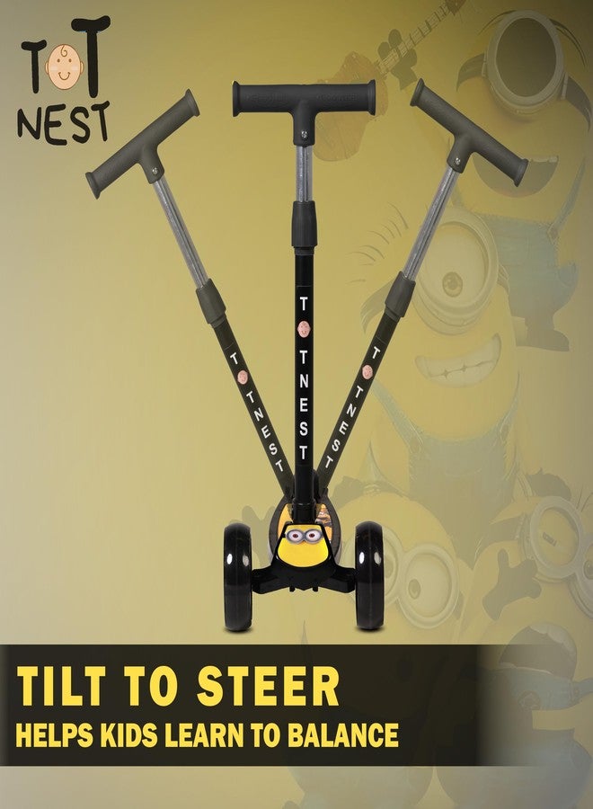 TOT NEST Scooter for Kids, 3 Wheel Kids Scooter Smart Kick Scooter with Foldable & Height Adjustable Handle & Extra-Wide LED PU Wheels & Brake, Skate Scooter for Kids (Crazy Yellow) - Image 3